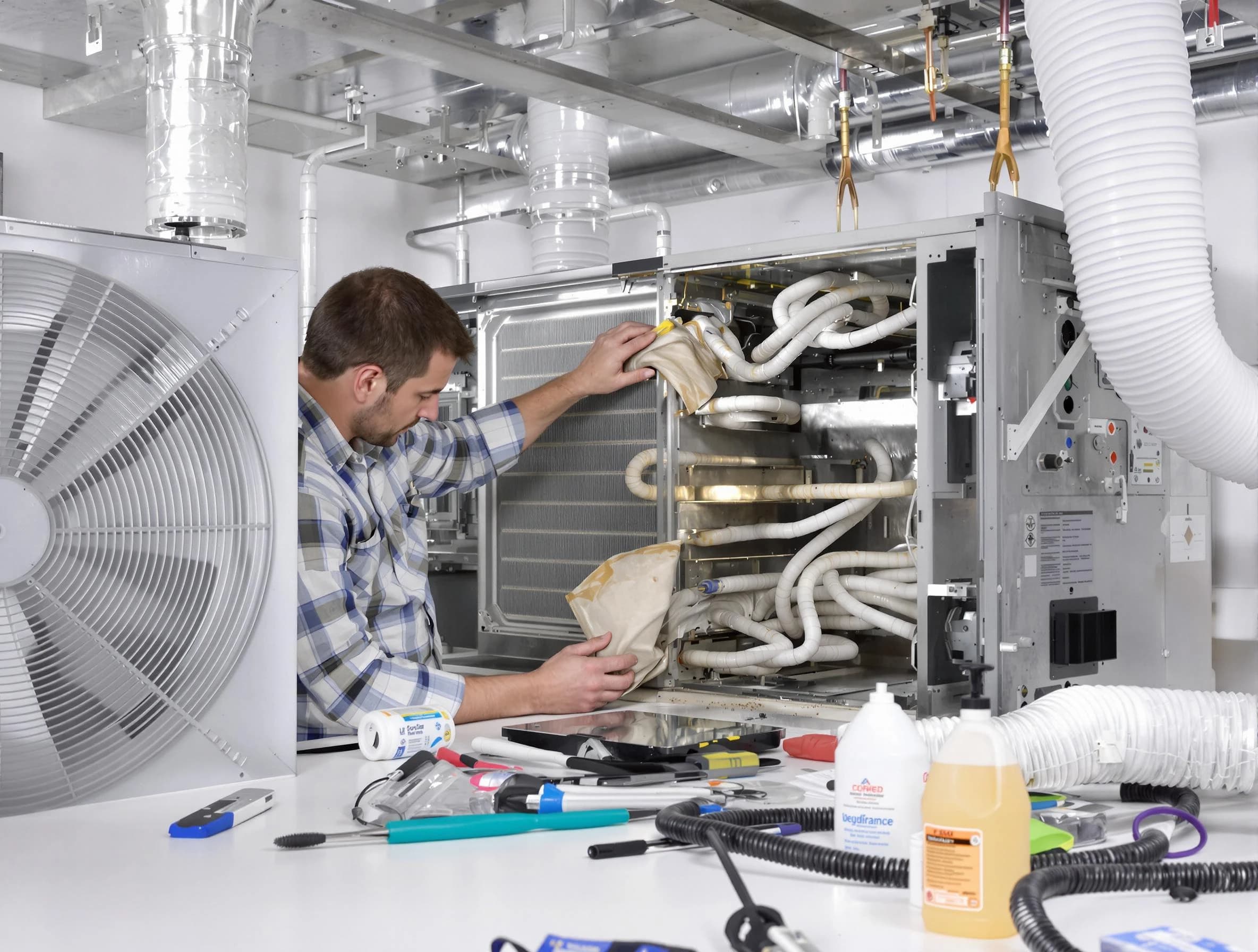 McLoud Air Duct Cleaning specialist performing precision AC coil cleaning in McLoud