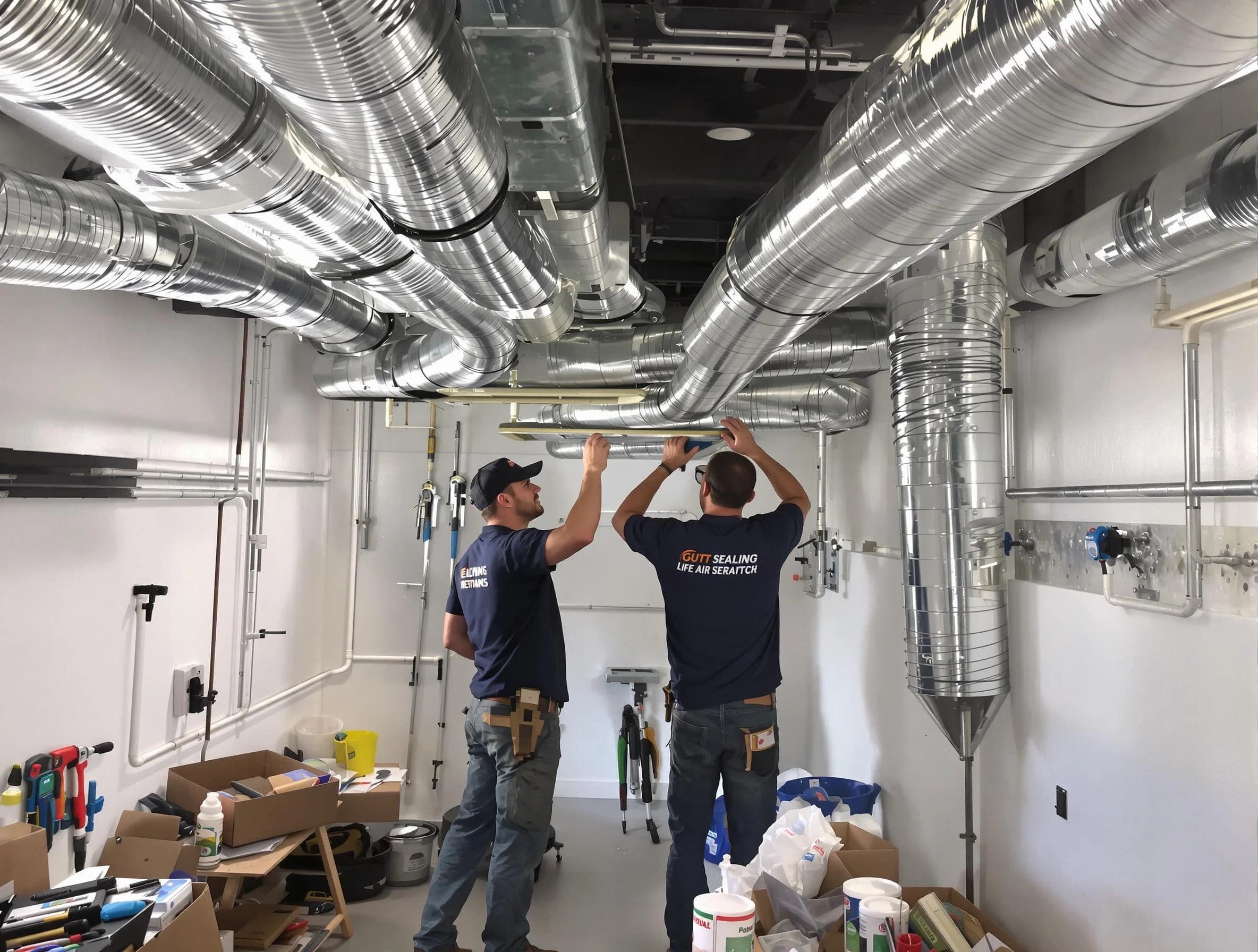 McLoud Air Duct Cleaning technician applying professional duct sealing solutions in McLoud