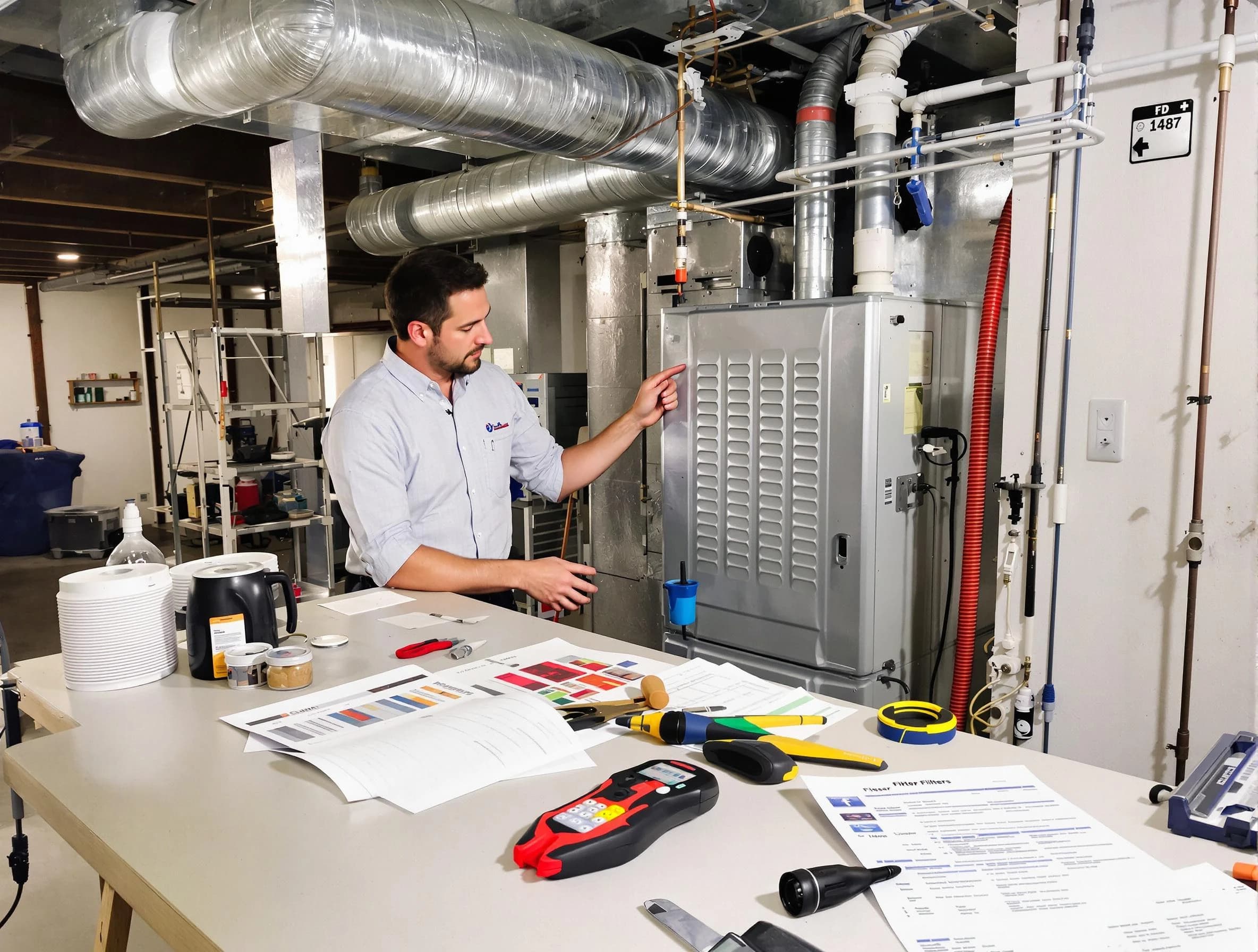 McLoud Air Duct Cleaning inspector conducting detailed filter system evaluation using professional diagnostic tools in McLoud