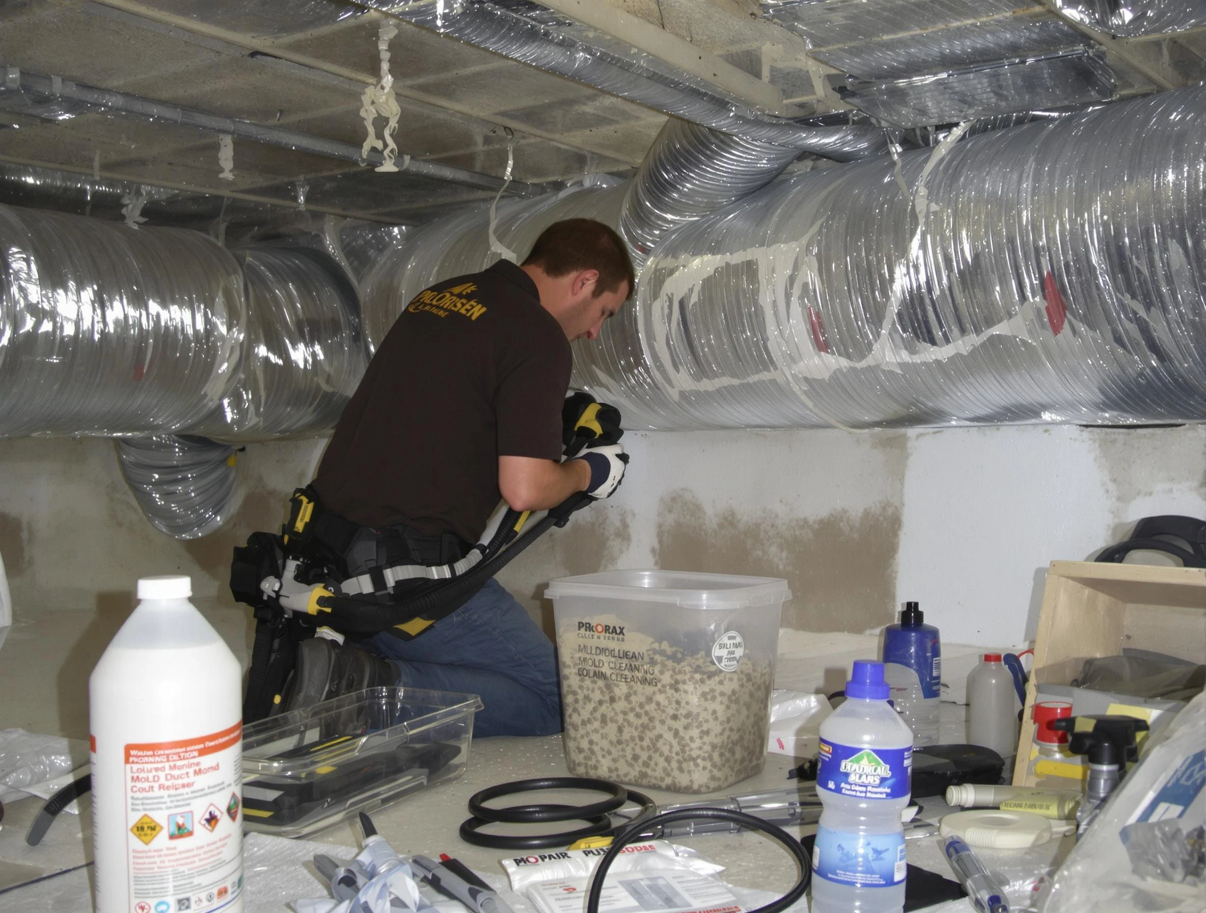 McLoud Air Duct Cleaning specialist performing professional mold removal from air ducts in McLoud