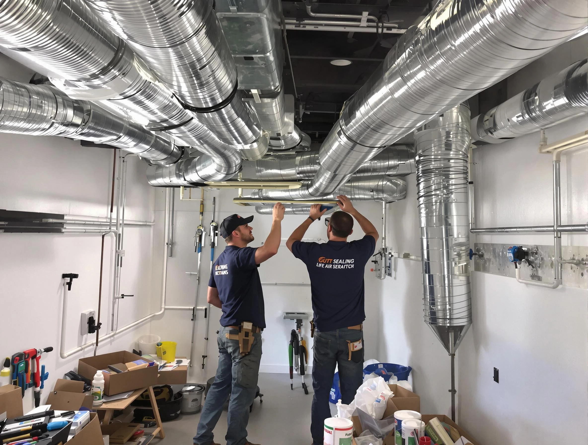 McLoud Air Duct Cleaning technician applying professional duct sealing solutions in McLoud